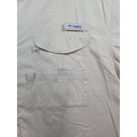 Columbia PFG Fishing Short Sleeve Button Up Shirt Vented Cotton Kahki Men's 3X - Picture 3 of 12